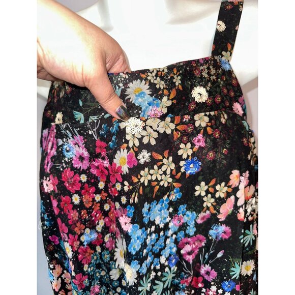 Anthropologie Geisha Designs Floral Organdy Midi Dress Sequin Ruffle Size 6 - Picture 3 of 7